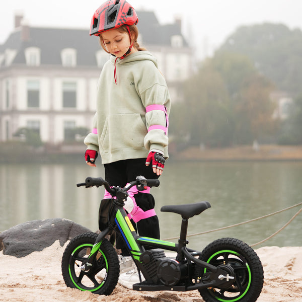 Adventure - 170W Kids Electric Motorcycle for Ages 3-6, Detachable Battery, Adjustable Seat, Safe Speeds Up to 10 MPH, 12Inch Off Road Tires - Green