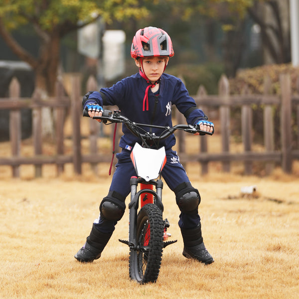 Pro Rider 16 - 500W Kids Electric Motorcycle, 16IN Off-Road Tires Brushless Motor 3 Speed Modes for Ages 5-10 - Red