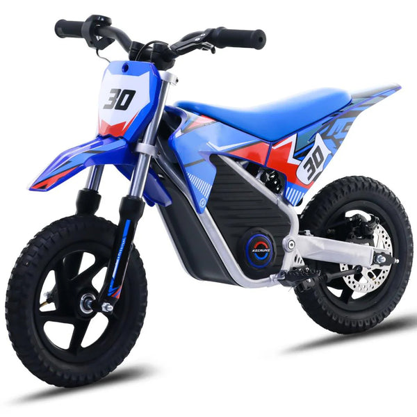 Wild Thunder - 400W Powerful Electric Motorcycle for Ages 3-6, 36V 5.2Ah Lithium Battery, Dual Shock Absorption, 3 Speed Modes, Safe Disc Brake, 12Inch Off Road Tires - Blue