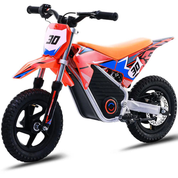 Wild Thunder - 400W Powerful Electric Motorcycle for Ages 3-6, 36V 5.2Ah Lithium Battery, Dual Shock Absorption, 3 Speed Modes, Safe Disc Brake, 12Inch Off Road Tires - Orange