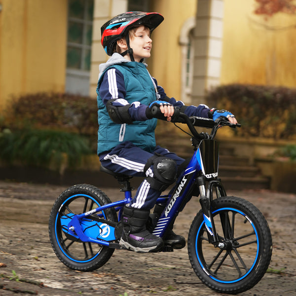 Adventure Pro - 500W Kids Electric Motorcycle, 14MPH, 16Inch Off Road Tires, Adjustable Seat for Ages 5-12 - Blue