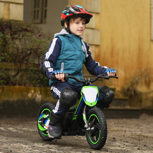 Adventure - 170W Kids Electric Motorcycle for Ages 3-6, Detachable Battery, Adjustable Seat, Safe Speeds Up to 10 MPH, 12Inch Off Road Tires - Green