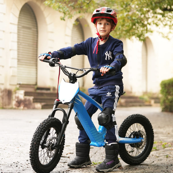 Pro Rider 16 - 500W Kids Electric Motorcycle, 15.5 mph & 150lb Max, Chain-Driven Motor, Twist-Grip Throttle & Hand-Operated Rear Brake, 16" Air-Filled Tires - Sky Blue