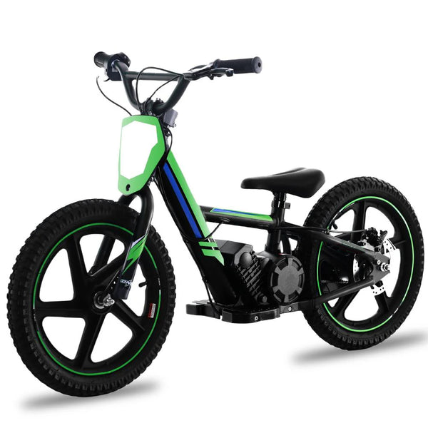 Adventure Plus - 340W Kids Motorcycle,  for Ages 5-12, Detachable Battery, Brushless Motor, 3 Speed Modes, 16Inch Off Road Tires - Green