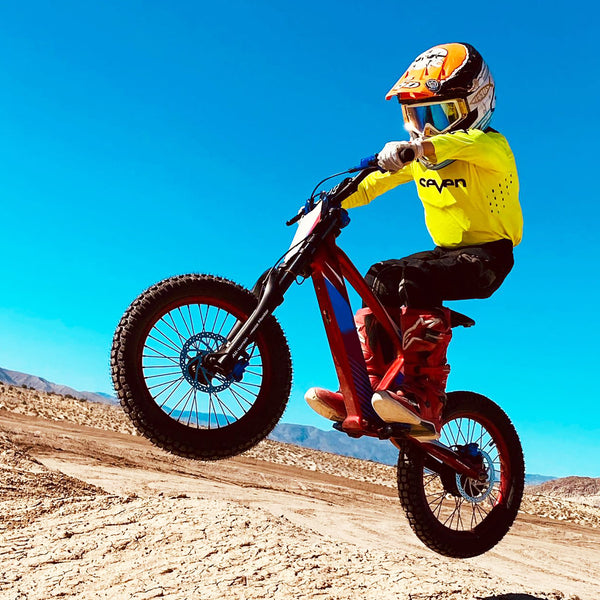 Pro Rider 20 - 750W Kids Electric Motorcycle 20IN Off-Road Tires Brushless Motor 3 Speed Modes for Ages 12-16 - Red