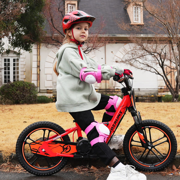 Adventure Pro  - Electric 500W Kids Electric Motorcycle, 14MPH, 16Inch Off Road Tires, Adjustable Seat for Ages 5-12 - Orange