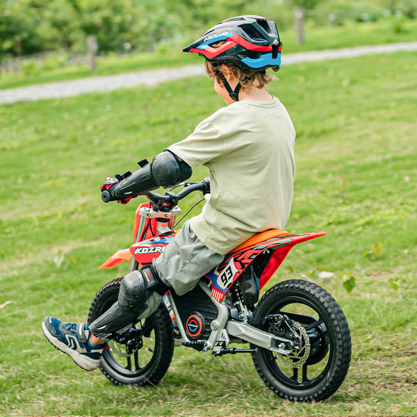 Wild Thunder - 500W Powerful Brushless Electric Motor, 3 Speed Modes,Safe Disc Brake, 14Inch Tires Off Road Tires Motorcycle for Ages 6-12 - Orange