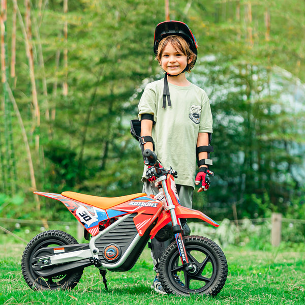 Wild Thunder - 400W Powerful Electric Motorcycle for Ages 3-6, 36V 5.2Ah Lithium Battery, Dual Shock Absorption, 3 Speed Modes, Safe Disc Brake, 12Inch Off Road Tires - Orange