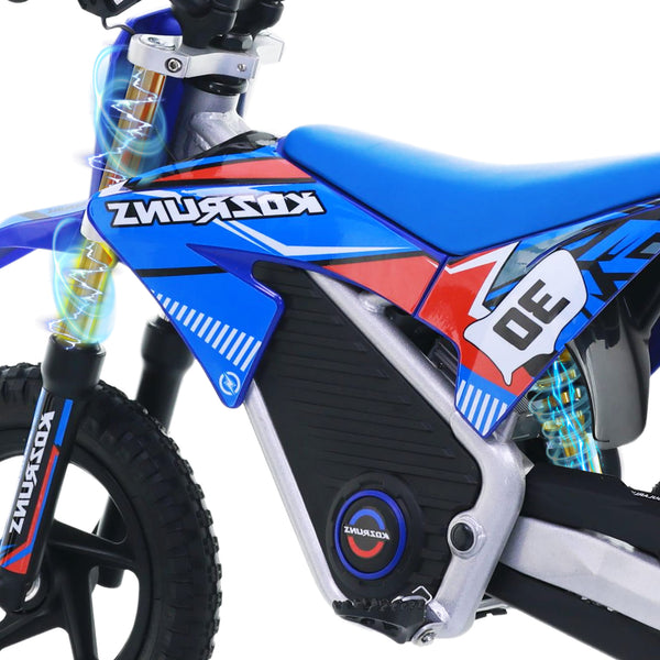 Wild Thunder - 400W Powerful Electric Motorcycle for Ages 3-6, 36V 5.2Ah Lithium Battery, Dual Shock Absorption, 3 Speed Modes, Safe Disc Brake, 12Inch Off Road Tires - Blue