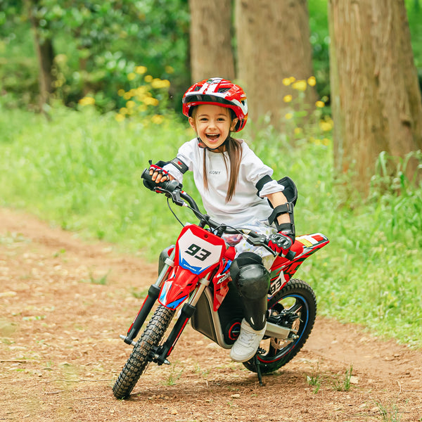 Wild Thunder - 500W Powerful Brushless Electric Motor, 3 Speed Modes,Safe Disc Brake, 14Inch Tires Off Road Tires Motorcycle for Ages 6-12 - Red