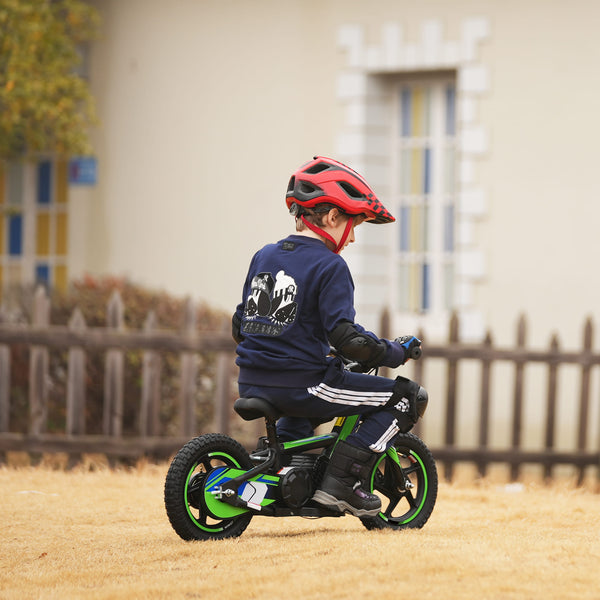 Adventure - 170W Kids Electric Motorcycle for Ages 3-6, Detachable Battery, Adjustable Seat, Safe Speeds Up to 10 MPH, 12Inch Off Road Tires - Green