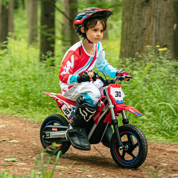 Wild Thunder - 400W Powerful Electric Motorcycle for Ages 3-6, 36V 5.2Ah Lithium Battery, Dual Shock Absorption, 3 Speed Modes, Safe Disc Brake, 12Inch Off Road Tires - Red