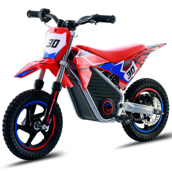 Wild Thunder - 400W Powerful Electric Motorcycle for Ages 3-6, 36V 5.2Ah Lithium Battery, Dual Shock Absorption, 3 Speed Modes, Safe Disc Brake, 12Inch Off Road Tires - Red