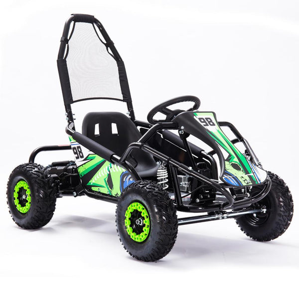 Go-Karting 48V 500W Electric Go Karts for Kids 8-14 Old Power Off-Road Truck 3 Speeds, Spring Suspensionr Load 150lbs 4 Wheeler Power Ride On Brushless Motorfor Rear Drive 14In 12AH 19MPH